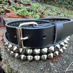 Studded Belt With 2 Rows of Cone Studs - Etsy