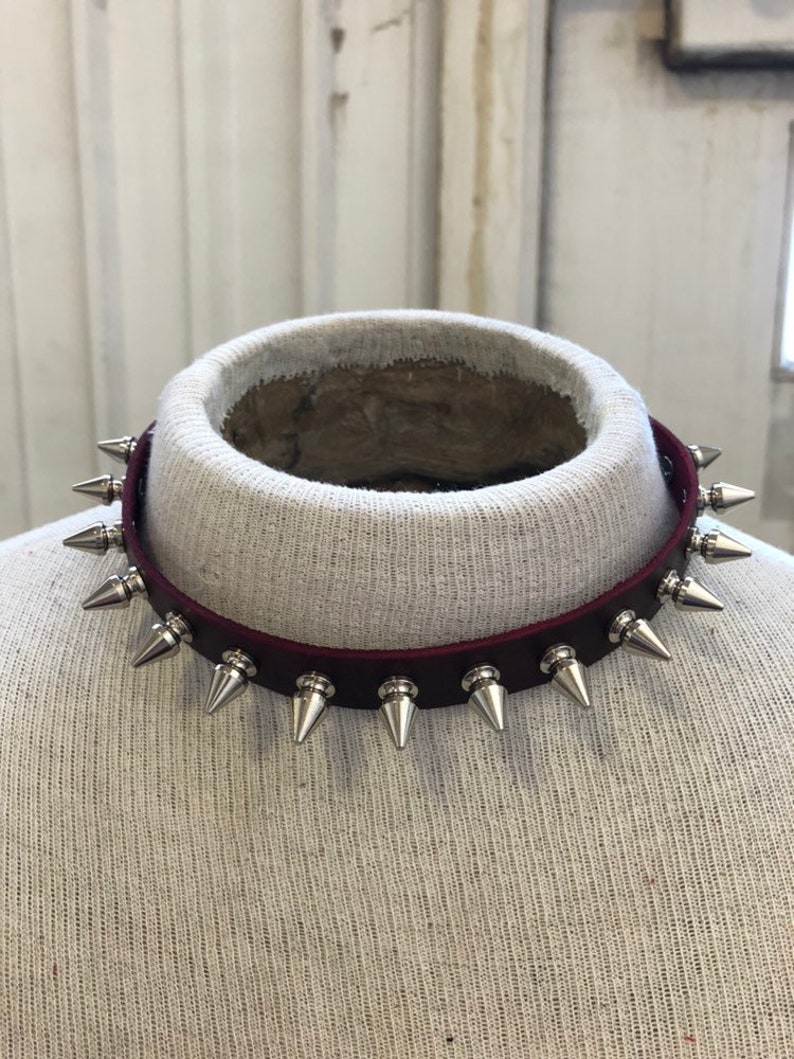 Fierce spiked leather punk choker image 4