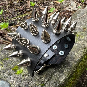 Gothic punk spike bracelet with 3 rows of spikes