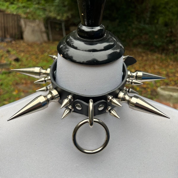 Giant alt spiked choker with 1.5" bondage ring
