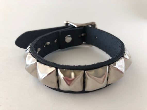 Punk Bracelet With One Row of 1/2 Pyramid Studs - Etsy