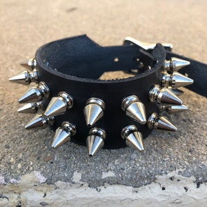 Dual row punk spiked bracelet