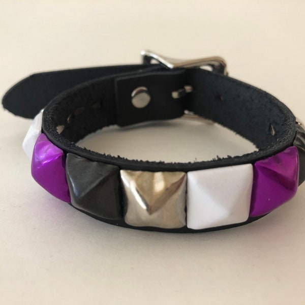 Asexual pride punk bracelet, ace pride bracelet