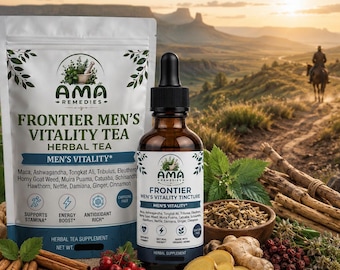 Mens Vitality Tea Loose Leaf, Maca Tribulus Herbal Tea for Men, Energy Stamina Adaptogen Tonic Blend, Mens Wellness Tea Gift