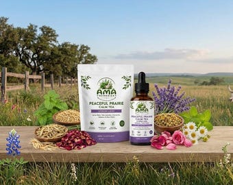 Calming Tea Loose Leaf, Stress Relief Herbal Tea, Tulsi Lavender Chamomile Relaxation Blend, Caffeine Free Calm Mood Tea