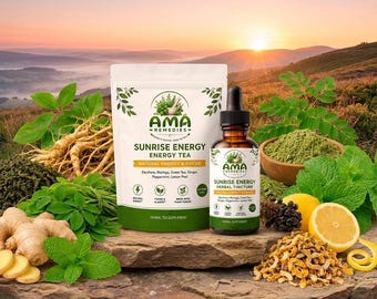 Energy Tea Loose Leaf, Moringa Green Tea Herbal Blend, Natural Morning Energy and Focus Tea, Eleuthero Vitality Uplifting Tea