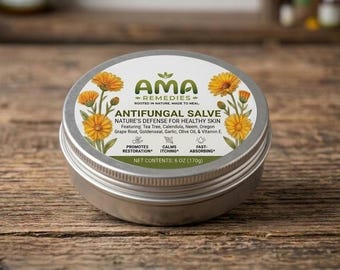 Nail and Foot Salve, Herbal Tea Tree Oregano Balm for Feet and Toenails, Natural Foot Care with Neem Calendula Black Walnut, Handmade