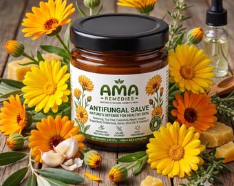 Nail and Foot Salve, Herbal Tea Tree Oregano Balm for Feet and Toenails, Natural Foot Care with Neem Calendula Black Walnut, Handmade