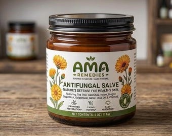 Nail and Foot Salve, Herbal Tea Tree Oregano Balm for Feet and Toenails, Natural Foot Care with Neem Calendula Black Walnut, Handmade