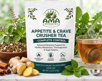 Metabolism Tea Loose Leaf, Appetite and Craving Control Herbal Tea, Cinnamon Ginger Green Tea Blend for Sugar Balance, Wellness Tea