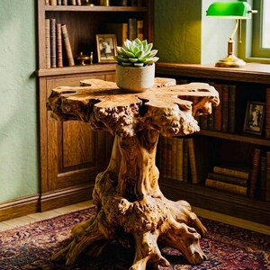 Rustic Teak Root Side Table | Live Edge Wooden Coffee Table, Natural Accent Furniture