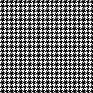 May include: A repeating houndstooth pattern featuring a high-contrast design of small, interlocking black and white shapes. The geometric motif is arranged in a consistent, dense grid across the entire surface, creating a classic, sharp visual texture.