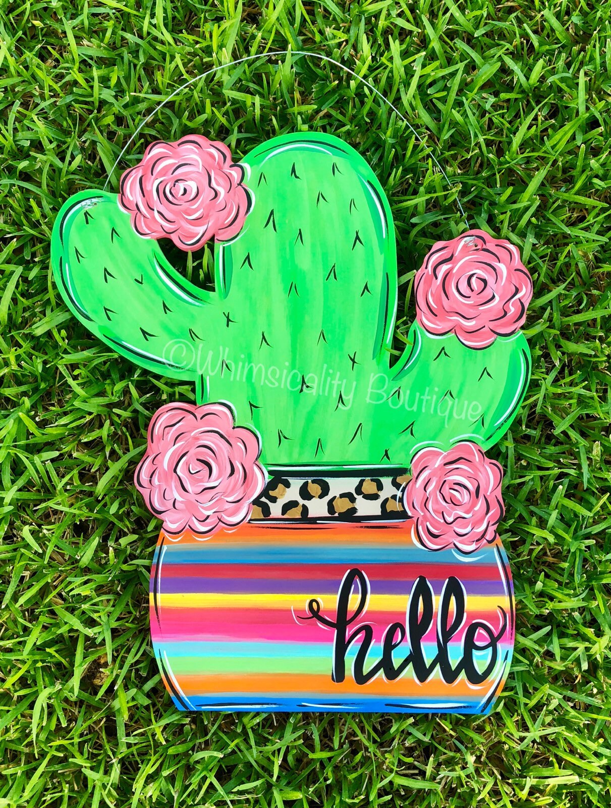 Cactus Door Hanger Cactus Door Sign Cactus Wreath Summer Etsy