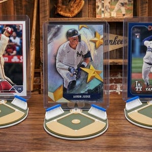 Baseball Card Display Stand, Graded Card Holder for PSA BGS SGC Slabs, Miniature Ballpark Stadium Trading Card Stand - Set of 3