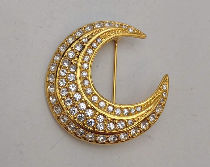 Vintage Joan Rivers Classics Collection Crescent Moon Crystal
