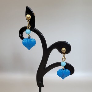 Pendientes colgantes de hojas con forma de corazón - Pendientes de hojas azules esmaltadas - Pendientes de hojas de Hoya Kerrii - Pendientes colgantes de cuentas de hojas retro - Amante de las plantas K#152