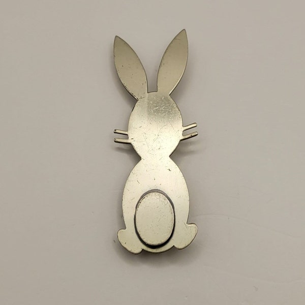 BEAUCRAFT Rabbit Pin - Vintage Designer Matte Sterling Silver Bunny Outline Brooch - Easter Pin - Bunny Collector - Symbol of Rebirth- K#576