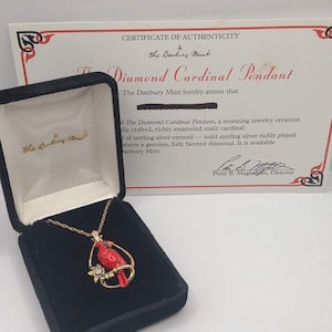 Diamond Cardinal Pendant Danbury Mint 925 Silver Vermeil Cardinal