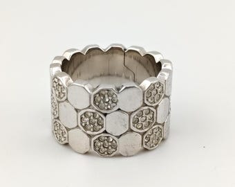 Swarovski "Lake of Shimmer" Wide Crystal Honeycomb Ring Size 8- Crystal Designer Statement