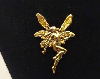 Art Nouveau Gold Tone Dancing Fairy Princess Pin- Vintage Costume Jewelry- Woodland Fae Creature Brooch- Jewelry Collector Gift K#170