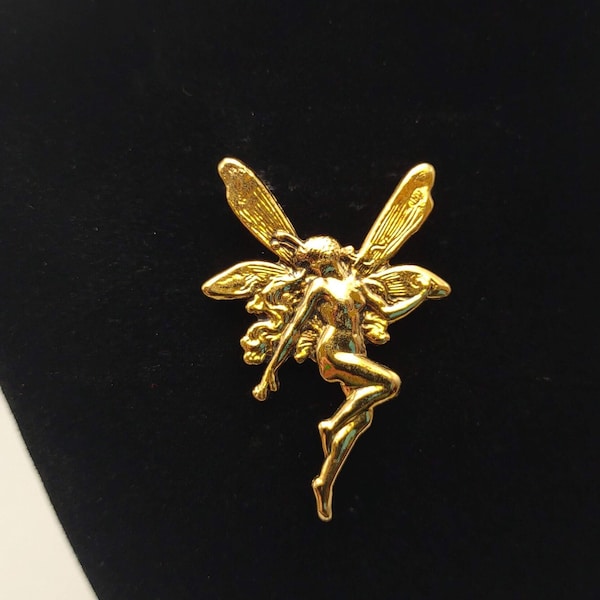 Art Nouveau Gold Tone Dancing Fairy Princess Pin- Vintage Costume Jewelry- Woodland Fae Creature Brooch- Jewelry Collector Gift K#170