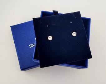 Vintage Swarovski Crystal Martini Setting Solitaire Stud Earrings with Original Box