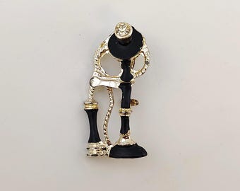 Vintage Enamel Stick Telephone Pin/ Brooch Collectible