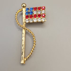 Bandera estadounidense - Bandera de diamantes de imitación con puntas - Pin de bandera estadounidense vintage - Pin de diamantes de imitación patriótico - Pin de bandera de EE. UU. - Regalo del 4 de julio