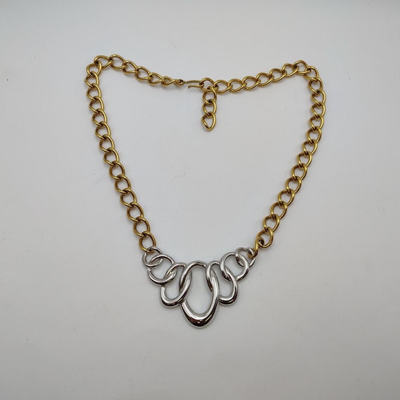 Vintage Monet Two-Tone Chain Necklace – Chunky Gr… - image 1