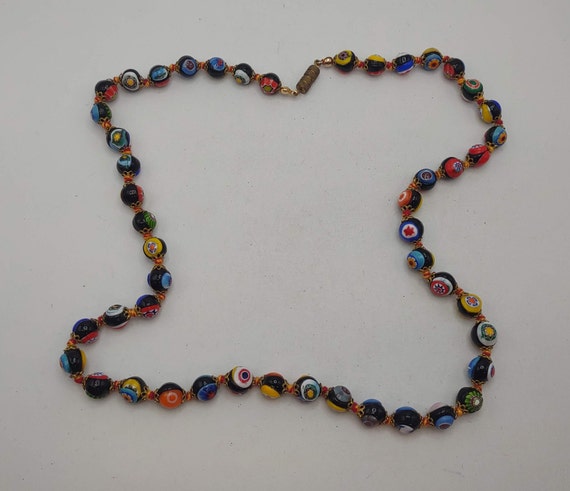 Vintage Italian Glass Beaded Milli Fiori Necklace… - image 3