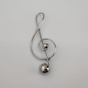 925 Sterling Silber Lang Violinschlüssel Musik Liebhaber Brosche - Musiklehrer Geschenk - Vintage G Notenschlüssel Pin - Silber Notenschrift Design K # 1129