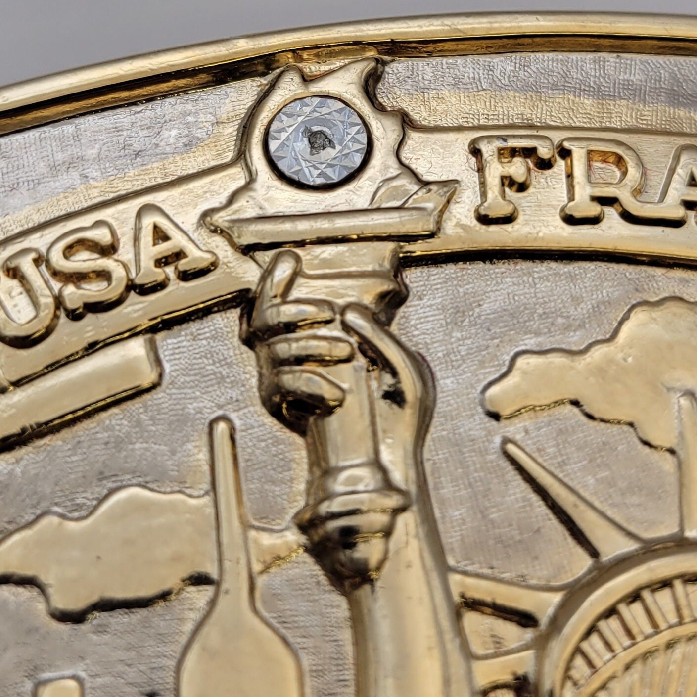 Vintage Belt Buckle Liberty 1794‎ 3D Bust White with Gold Tone Floral Coin Style 1795 Liberty Dollar - Etsy main image 3