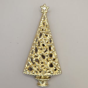 Open Work Christmas Tree Pin- Vintage Christmas Tree Brooch- Holiday Jewelry- Stocking Stuffer- Vintage Christmas Jewelry Gift Idea - K#86
