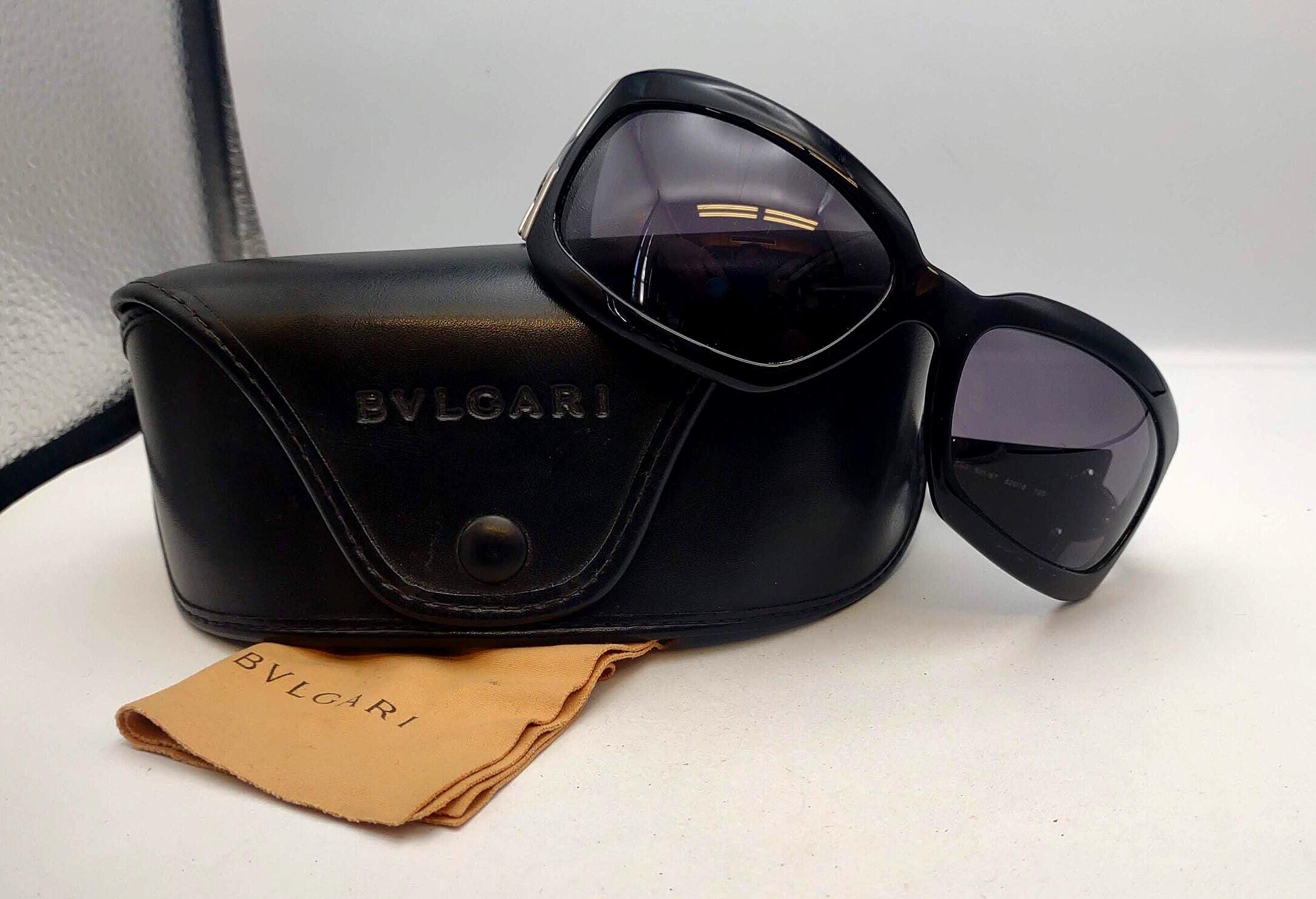 Vintage Designer BVLGARI Sunglasses With Case and Cleaning Cloth