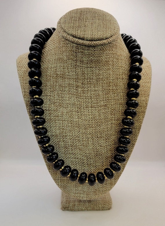 NAPIER Vintage Black Plastic Beaded Necklace - Lov