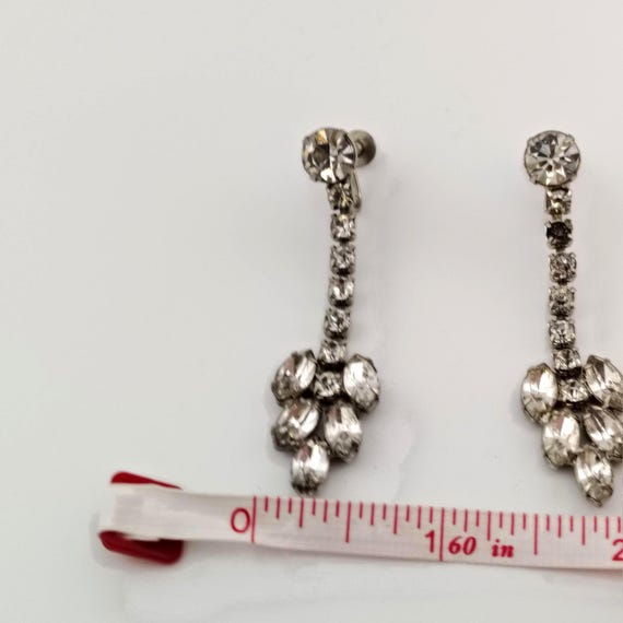 Signed Weiss Clear Rhinestone Dangling Screw-Back… - image 5