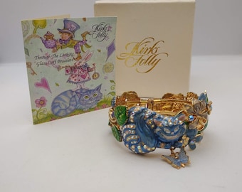 Kirks Folly Through the Looking Glass Cheshire Cat Cuff Bracelet- Vintage Kirks Folly Alice in Wonderland Cuff Bracelet- Box w/ Paper K#3408