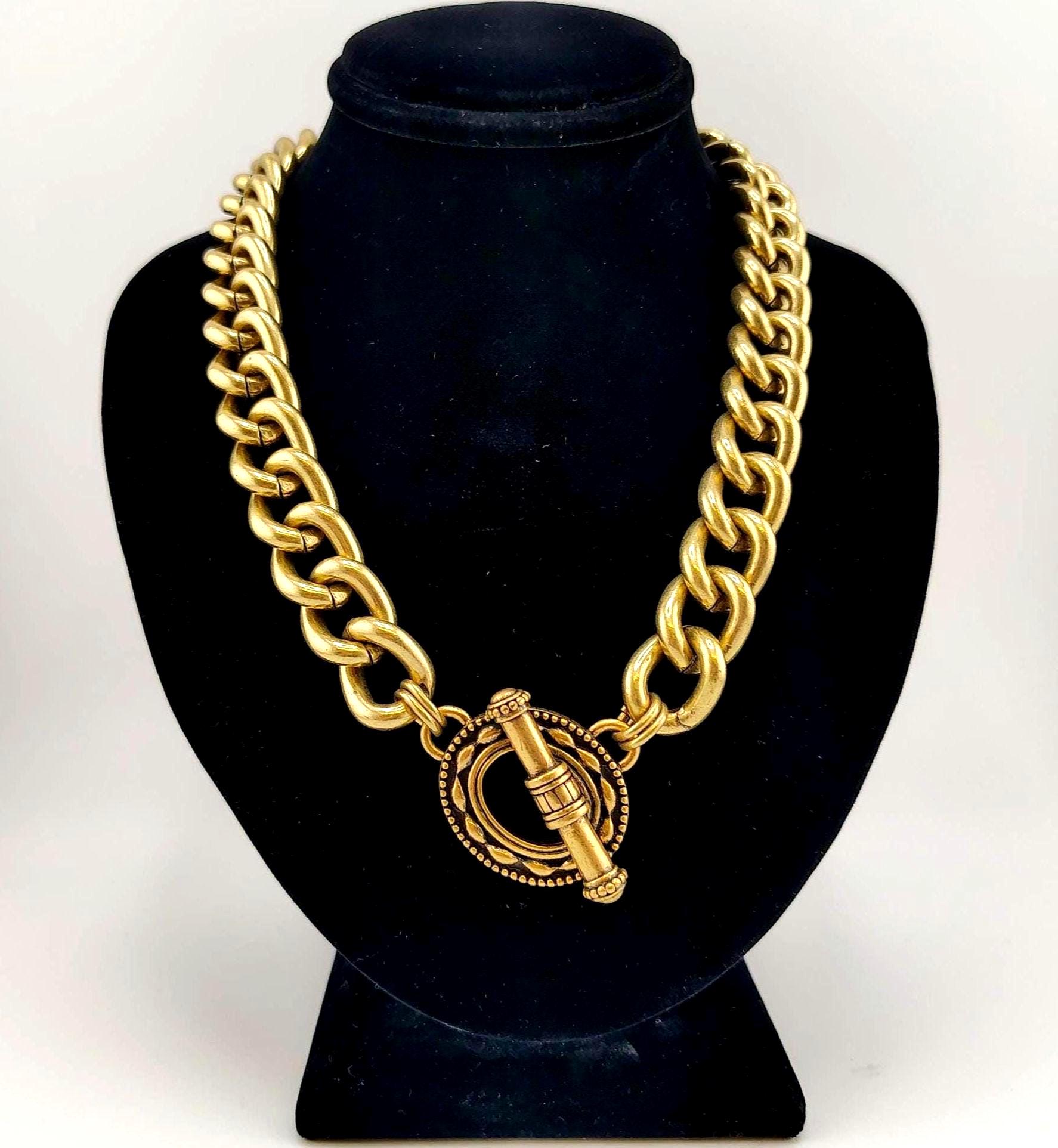 Chico\'s Gold Link Necklace Chicos Black Gold Tone Link Necklace 24 main image 2