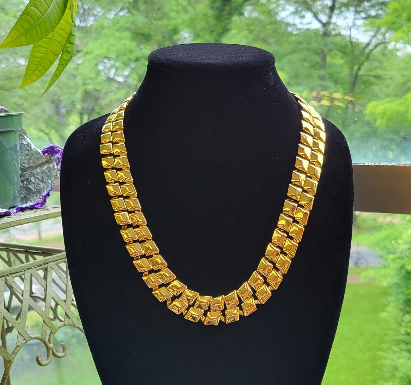 ゴールドトーンリンクチェーンネックレス レトロゴールドトーンリンクカラーネックレス - 1990年代のチャンキー