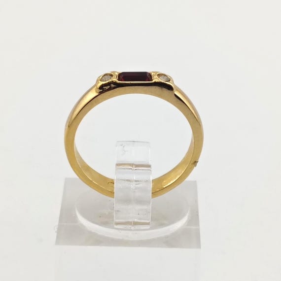 Vintage Signed Avon Ruby Red Rectangle and Round … - image 2