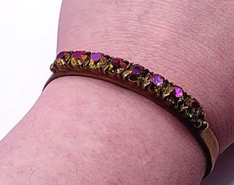 Vintage Sorrelli Pink Iridescent Crystal Cuff Bracelet Pink Rhinestone Statement