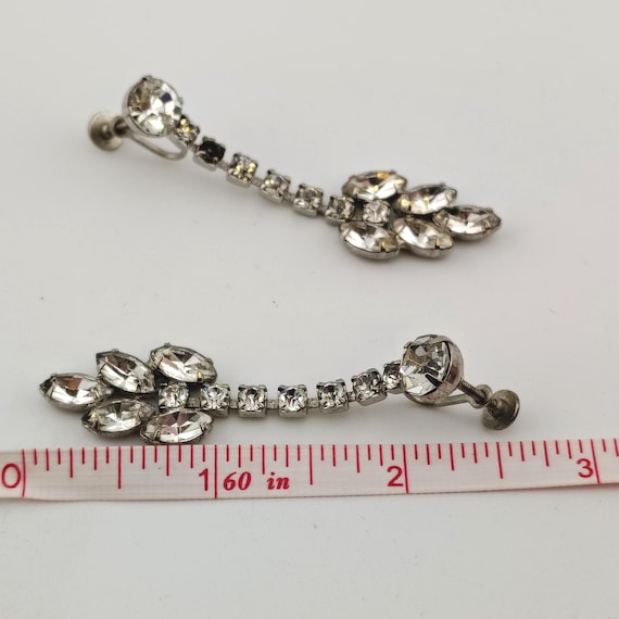 Signed Weiss Clear Rhinestone Dangling Screw-Back… - image 6