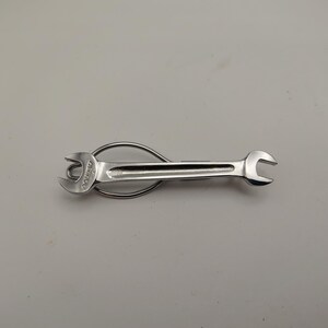Vintage Silver Tone Bonney Wrench Tool Tie Bar- Gift for Dad- Mechanic Accessory- Open End Wrench Vintage Tie Clasp- Groomsman Gift