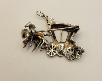 マーカサイト駅馬車ブローチ – 0.835 シルバー 馬と馬車のピン - Etsy 日本