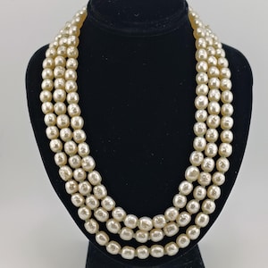 1950er Jahre Miriam Haskell Lange Faux Perle Perlen Halskette- Vintage Designer Fashion Statement Halskette- 57 Zoll Lange- Weiße Bead Wrap K # 1230