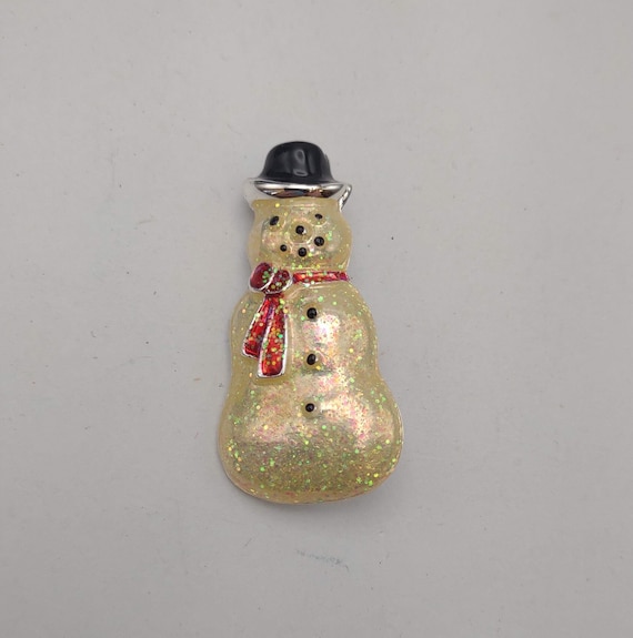 Sparkling Snowman Retro Enameled Brooch- Winter Je