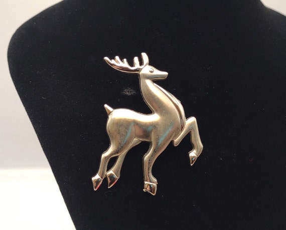 Vintage Silver Tone Prancing Reindeer Christmas H… - image 3