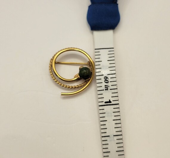 Vintage Danecraft Gold Filled Jade Circle Pin - P… - image 9