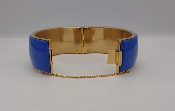 Vibrant Royal Blue Chunky Hinged Bangle Bracelet … - image 5
