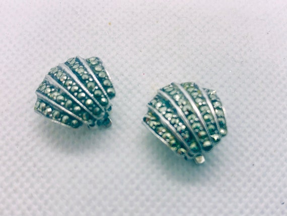 925 Silver Marcasite Art Deco Inspired Earrings I… - image 3